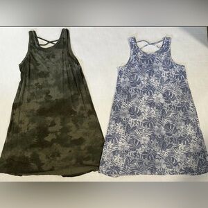 2 pieces Girls Old Navy Blue and White / Green Sleeveless Sundress